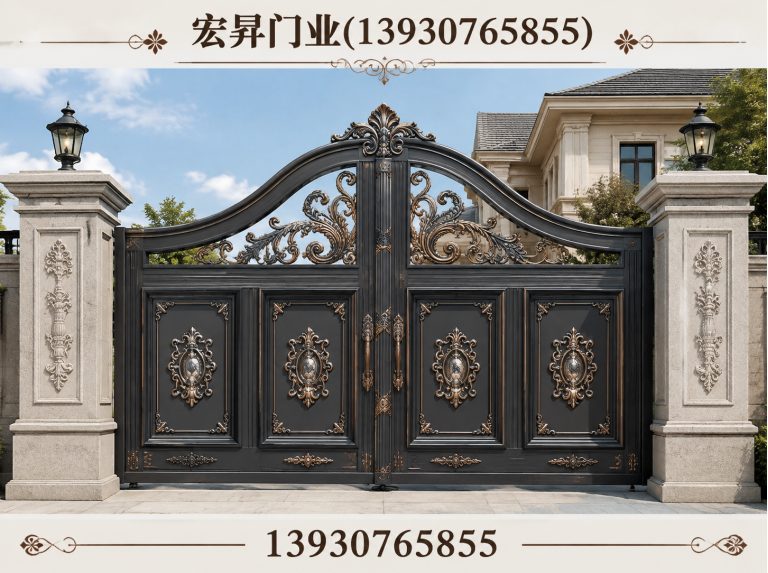 河北沧州经济开发区别墅入户铜门展示图